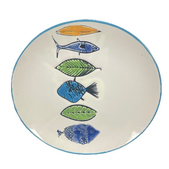 "School of Fish" Plate 8" Blue Sky Ceramics 2015 Bread Cheese Dessert Salad - Picture 1 of 4